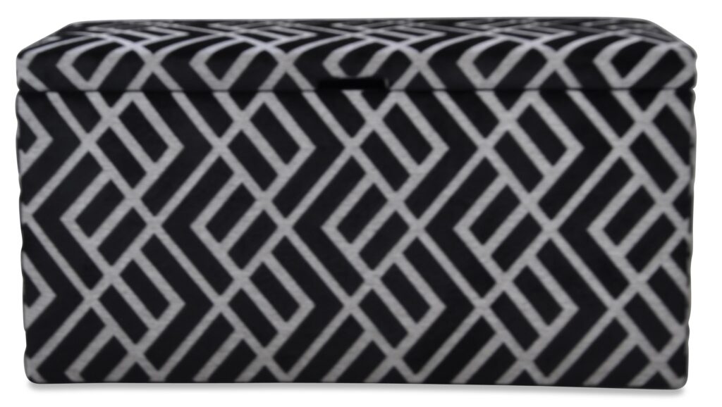 BANC COFFRE tissu losange noir
