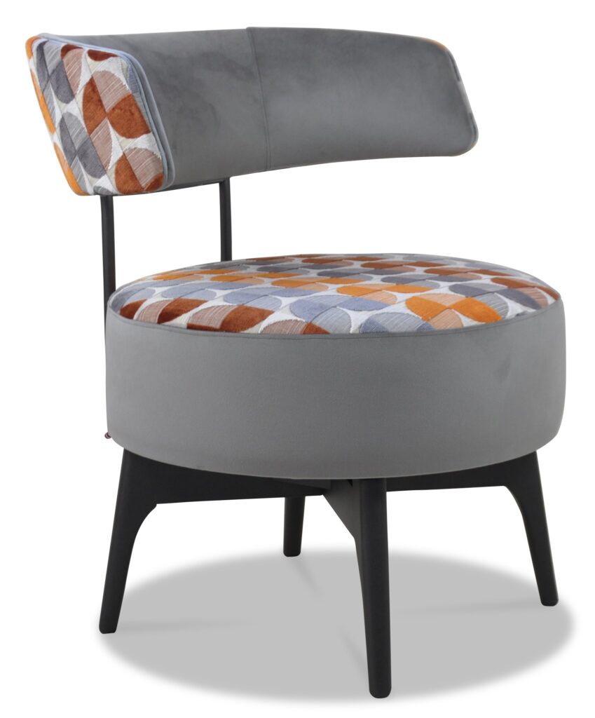 LÉO laque noire tissus devanture et dos avant brunei 3 dessus assise et dos arrière mississipi orange