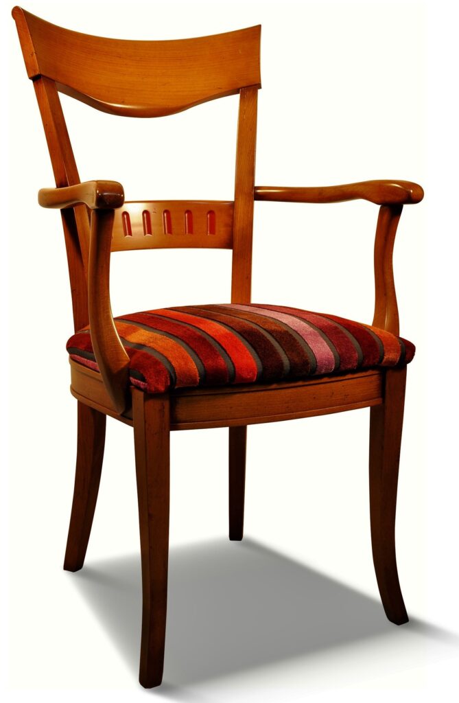 FAUTEUIL 008 ch patiné cannelures rouges berlet rayure