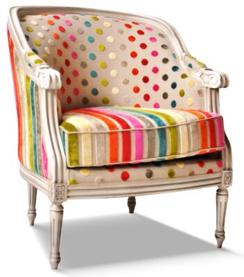 EMMANUELLE laque blanc excellence tissus revue rayure et pois