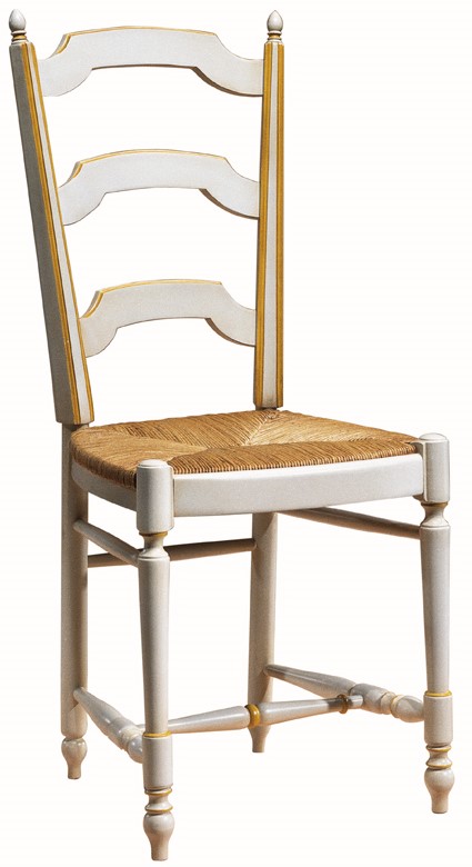 166 laque blanche rechampi jaune assise paille