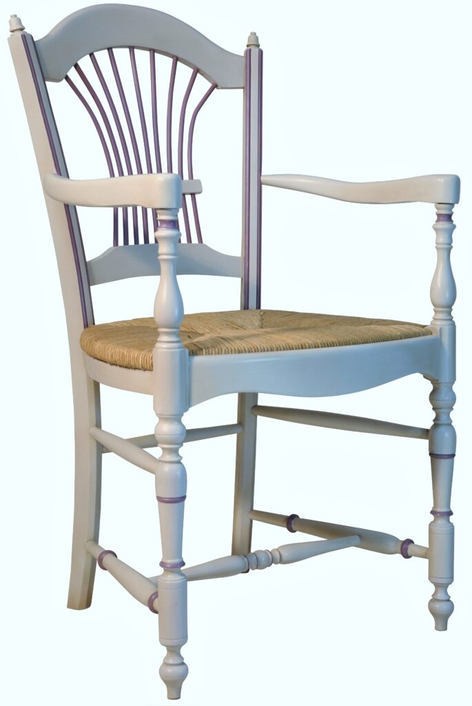 FAUTEUIL 161 fauteuil blanc patiné rechampi fushia