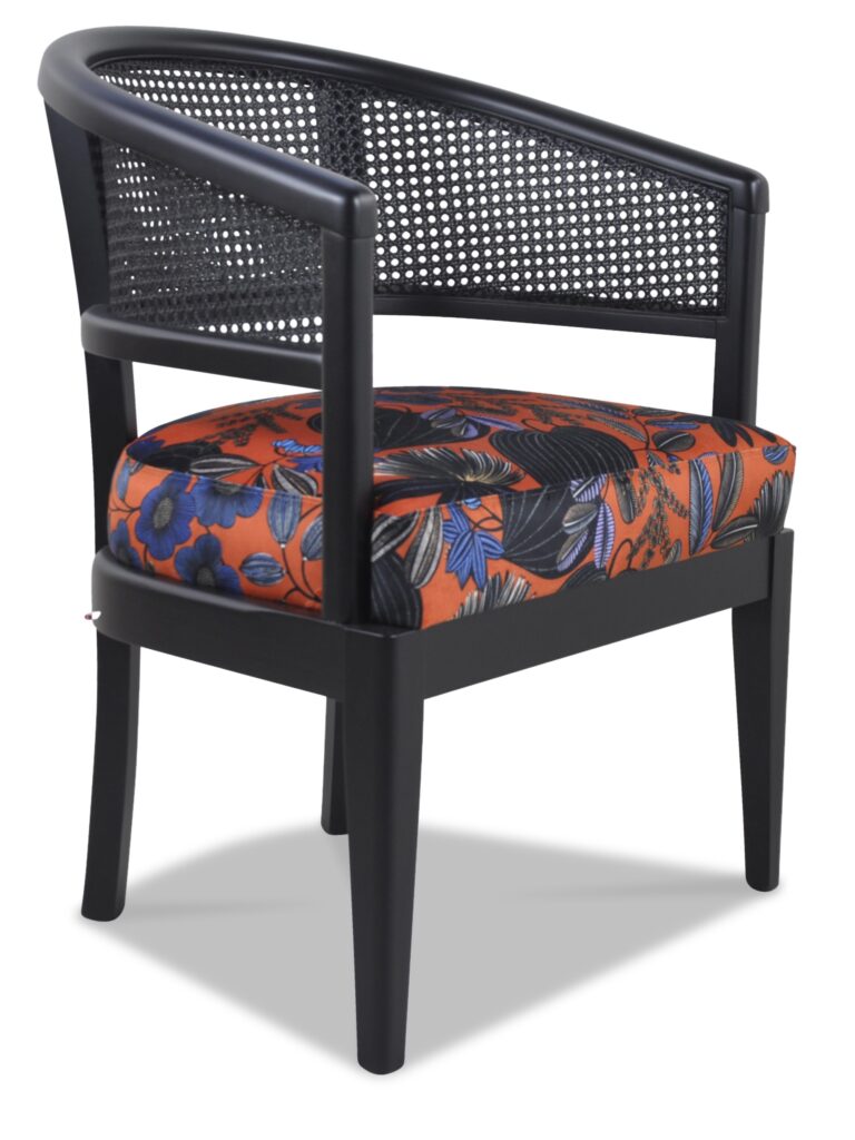 MAX laque noire tissu eurydice cannage noir